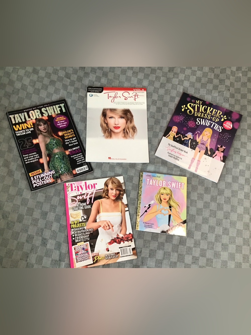 Taylor Swift Viola Music Book, Sticker Book, Golden Bk & 2 Magazines- Lot Of 5